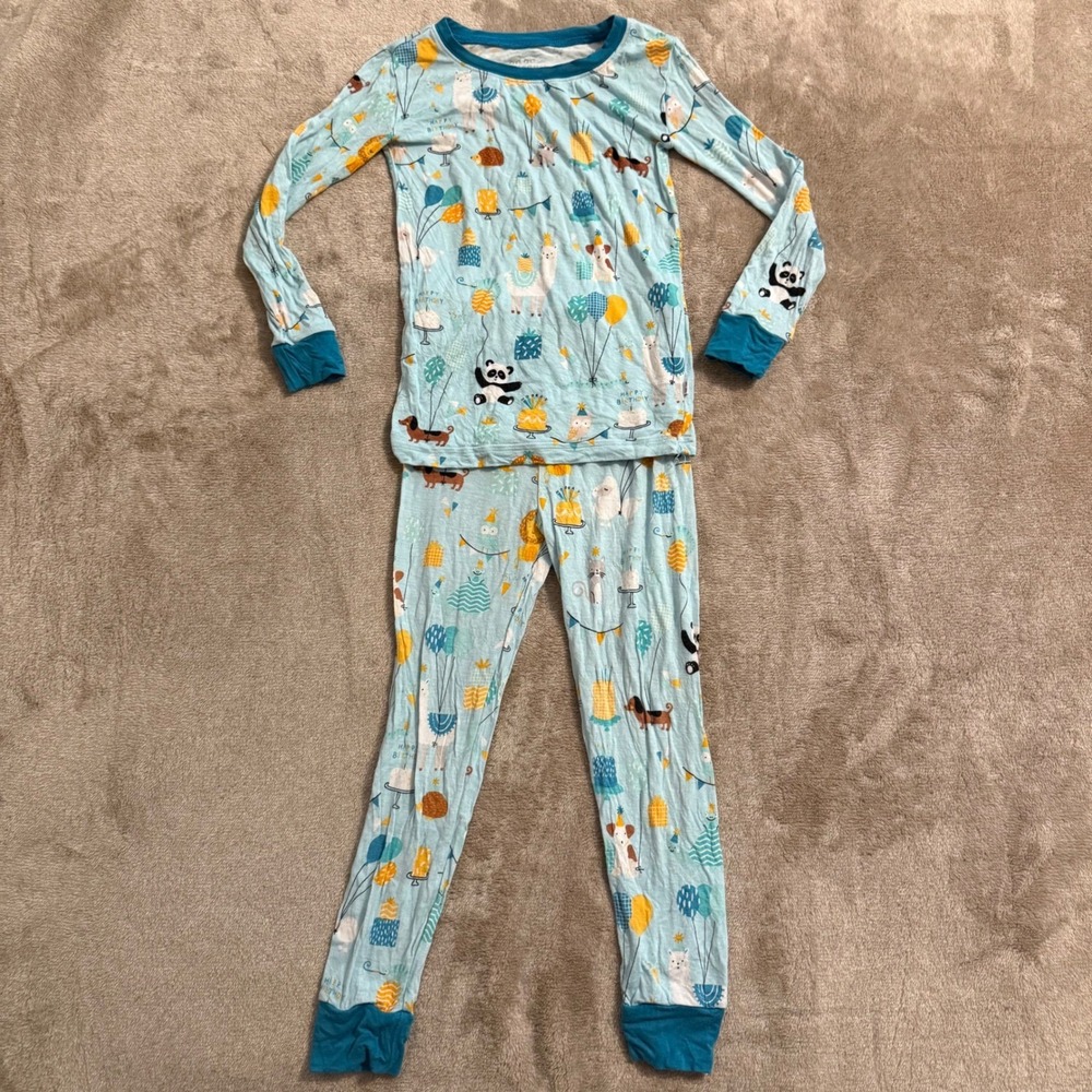 Little Sleepies Happy Birthday Bamboo Pajama Set 2pc Blue 3T